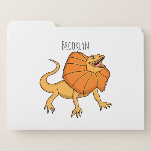 Orange frilled_neck lizard cartoon illustration file folder