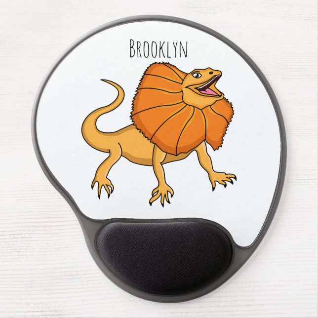 Orange frilled-neck lizard cartoon illustration gel mouse pad (Front)