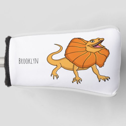 Orange frilled_neck lizard cartoon illustration golf head cover