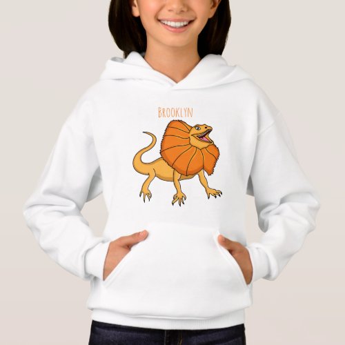 Orange frilled_neck lizard cartoon illustration hoodie