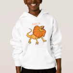 Orange frilled-neck lizard cartoon illustration hoodie