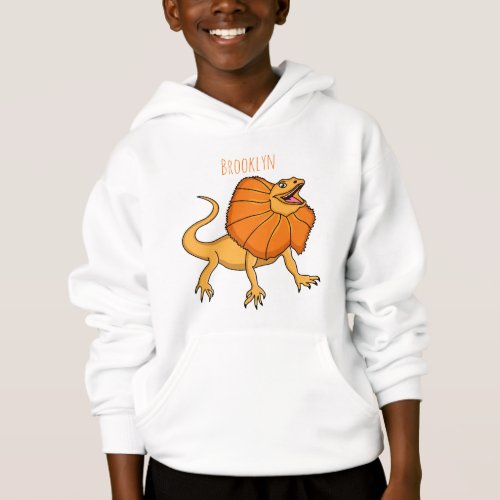 Orange frilled_neck lizard cartoon illustration hoodie