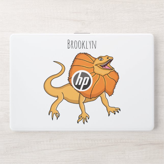 Orange frilled-neck lizard cartoon illustration  HP laptop skin (Front)