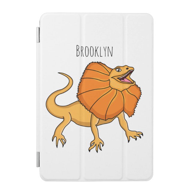Orange frilled-neck lizard cartoon illustration iPad mini cover (Front)