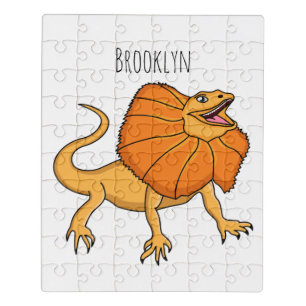 Orange frilled-neck lizard cartoon illustration jigsaw puzzle