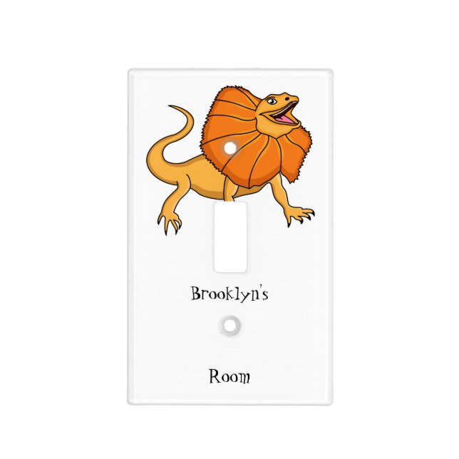 Orange frilled-neck lizard cartoon illustration light switch cover (Front)