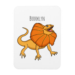 Orange frilled-neck lizard cartoon illustration magnet