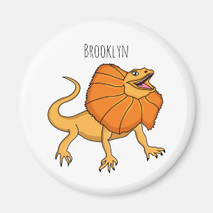 Orange frilled-neck lizard cartoon illustration magnet