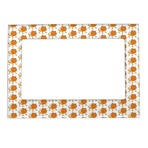 Orange frilled-neck lizard cartoon illustration magnetic frame