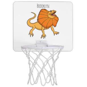 Orange frilled-neck lizard cartoon illustration mini basketball hoop