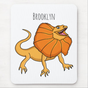 Orange frilled-neck lizard cartoon illustration mouse pad