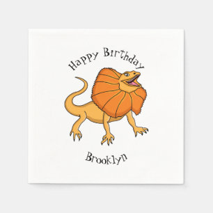 Orange frilled-neck lizard cartoon illustration napkins