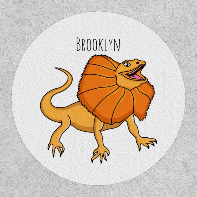 Orange frilled-neck lizard cartoon illustration  patch (Front)
