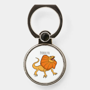 Orange frilled-neck lizard cartoon illustration phone ring stand