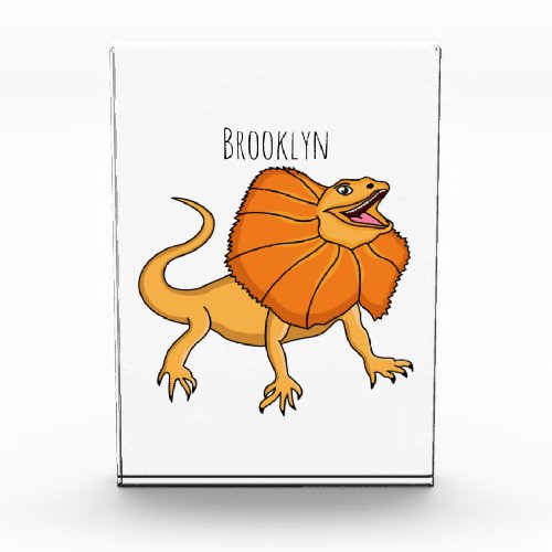 Orange frilled_neck lizard cartoon illustration photo block