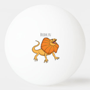 Orange frilled-neck lizard cartoon illustration ping pong ball
