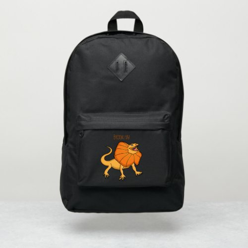 Orange frilled_neck lizard cartoon illustration port authority backpack