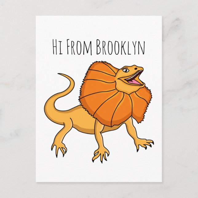 Orange frilled-neck lizard cartoon illustration postcard (Front)