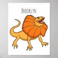 Orange frilled-neck lizard cartoon illustration