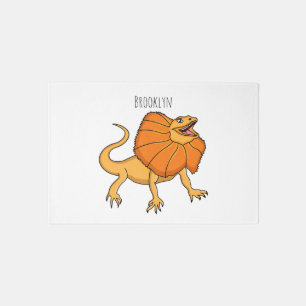 Orange frilled-neck lizard cartoon illustration rug