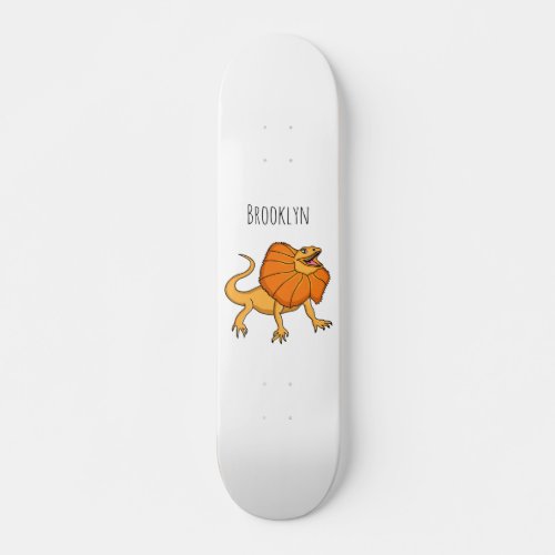 Orange frilled_neck lizard cartoon illustration skateboard