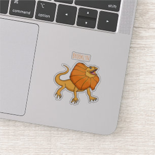 Orange frilled-neck lizard cartoon illustration sticker