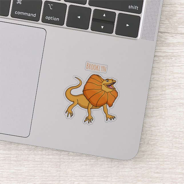 Orange frilled-neck lizard cartoon illustration sticker (Detail)