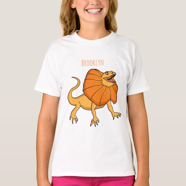 Orange frilled-neck lizard cartoon illustration T-Shirt (Front)