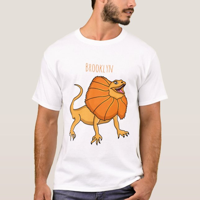 Orange frilled-neck lizard cartoon illustration T-Shirt (Front)