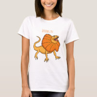 Orange frilled-neck lizard cartoon illustration 