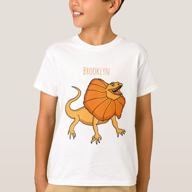 Orange frilled-neck lizard cartoon illustration  T-Shirt (Front)