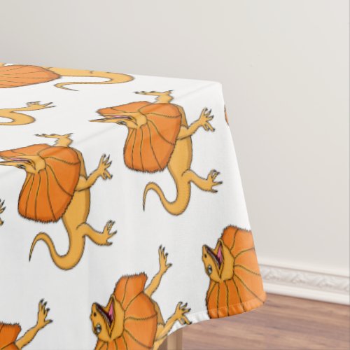 Orange frilled_neck lizard cartoon illustration tablecloth