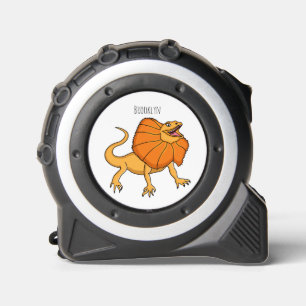 Orange frilled-neck lizard cartoon illustration  tape measure