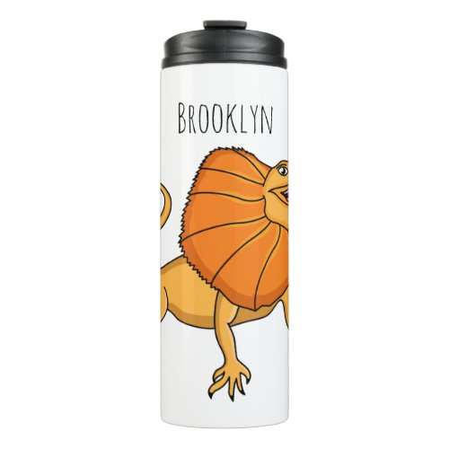 Orange frilled_neck lizard cartoon illustration thermal tumbler