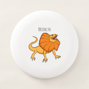 Orange frilled-neck lizard cartoon illustration Wham-O frisbee