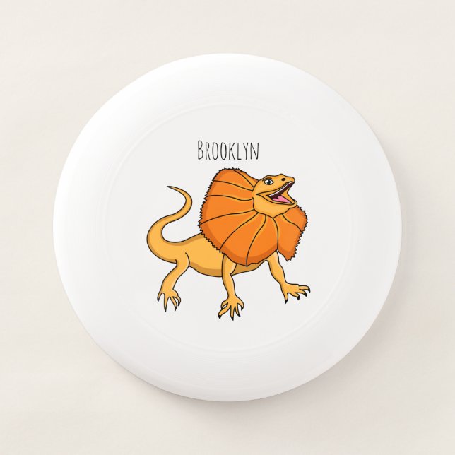 Orange frilled-neck lizard cartoon illustration Wham-O frisbee (Front)