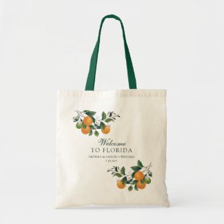 Orange Fruit and Blossoms Branch Wedding Tote Bag