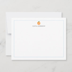 Orange Fruit Blue Border Personalized Stationery Note Card