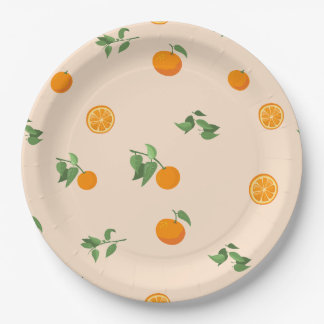 Orange Fruit citrus classic pattern Paper Plates