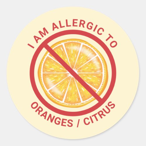 Orange Fruit Citrus Food Allergy Awareness Classic Round Sticker