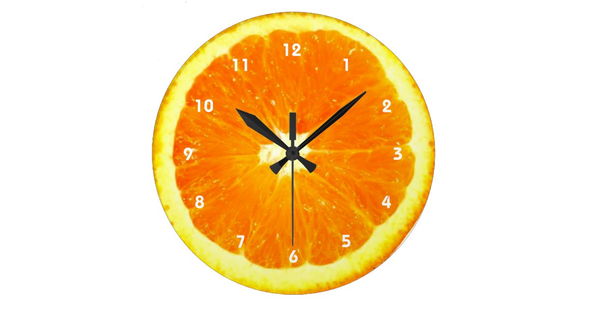 orange fruit clock with