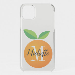 Orange fruit custom monogram clear iPhone 11 case