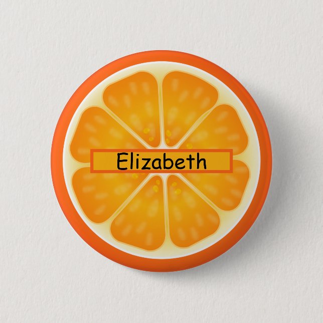 Orange fruit Custom Name Button (Front)