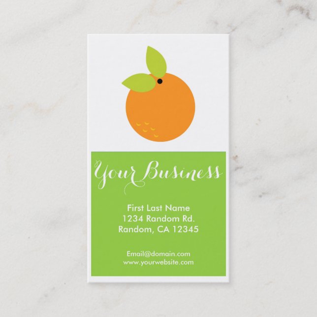 orange fruit customizable food business cards (Front)