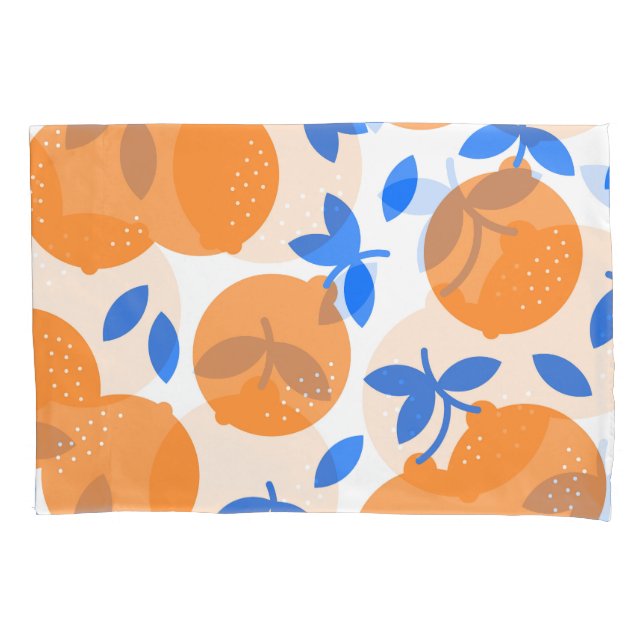 Orange Fruit: Exquisite Blue-Twigged Pattern. Pillow Case (Front)