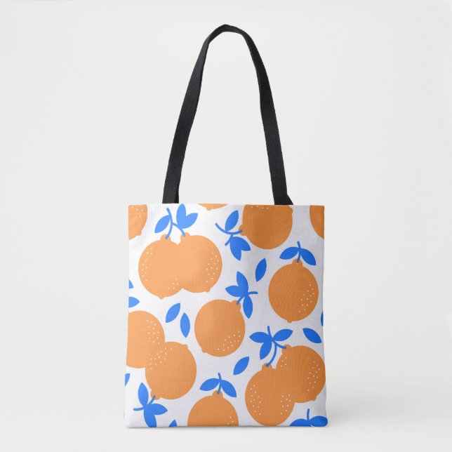 Orange Fruit: Exquisite Blue-Twigged Pattern. Tote Bag (Front)