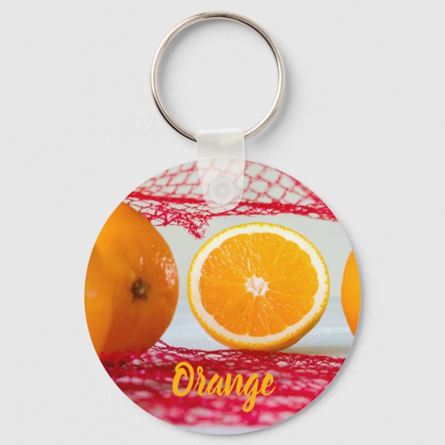 Orange fruit for vegan and vegeatrian keychain (Front)
