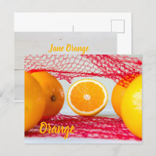 Orange fruit for vegan and vegeatrian postcard