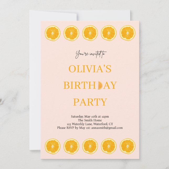 Orange Fruit Fresh Birthday Party Invitation (Front)