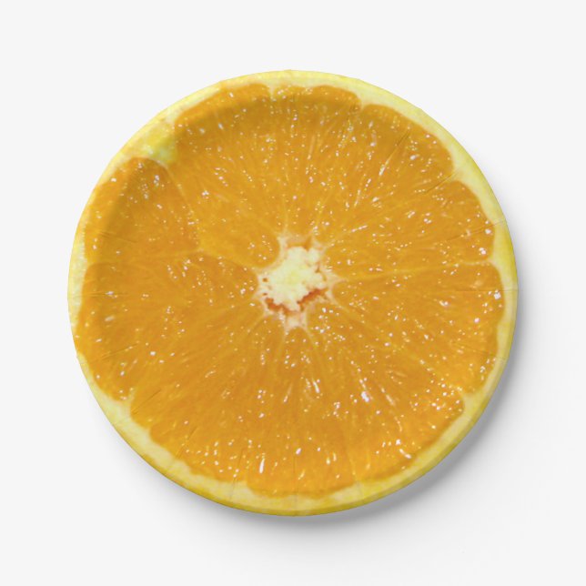 Orange Fruit Fresh Slice Paper Plates (Front)